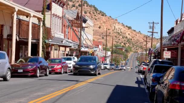 Victorian Style Buildings Stores Streets Old Gold Silver Mining Town — Stockvideo