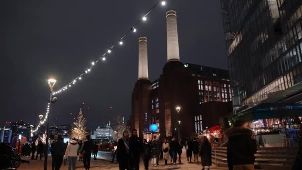 New Battersea Power Station London England Operating New Shopping Mall — Stockvideo