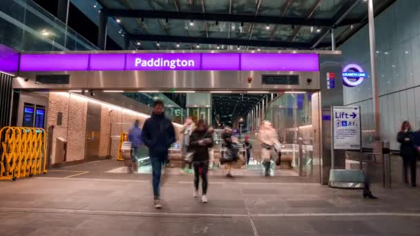 Nieuwe Metrolijn Elizabeth Bij Het Paddington Station Londen Verenigd Koninkrijk — Stockvideo