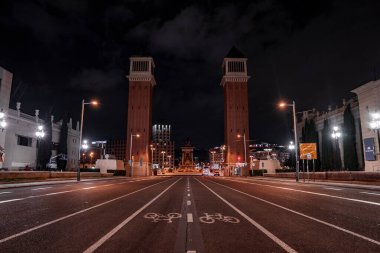 The Venetian Towers is the popular name for a pair of towers on Avinguda de la Reina Maria Cristina at its junction with Placa dEspanya in Barcelona, Spain.