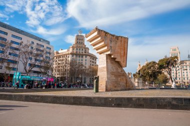 Monument to Francesc Macia on Catalonia square view in Barcelona.