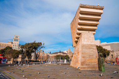 Monument to Francesc Macia on Catalonia square view in Barcelona.