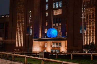 New Battersea Power Station in London England UK at night operating as a new shopping mall and cinema in newly opened residential and public centre in Battersea, London.