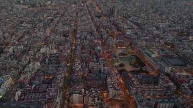 Aerial view of residence districts in European city of Barcelona. Beautiful Barcelona from above. 