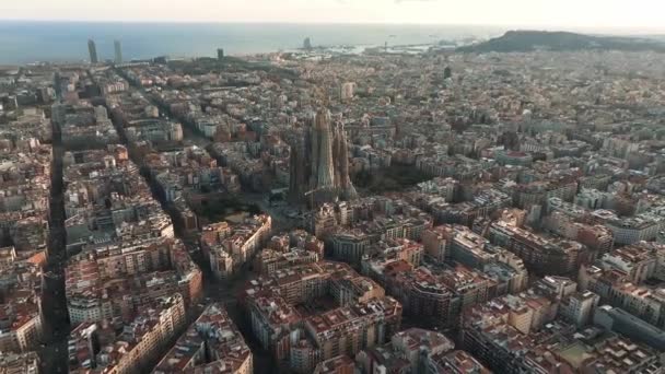 Aerial View Residence Districts European City Barcelona Beautiful Barcelona — Stok video