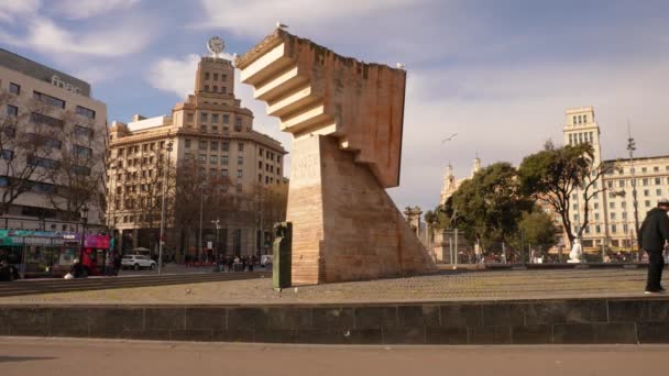 Monument Francesc Macia Catalonia Square View Barcelona Spain — Stockvideo