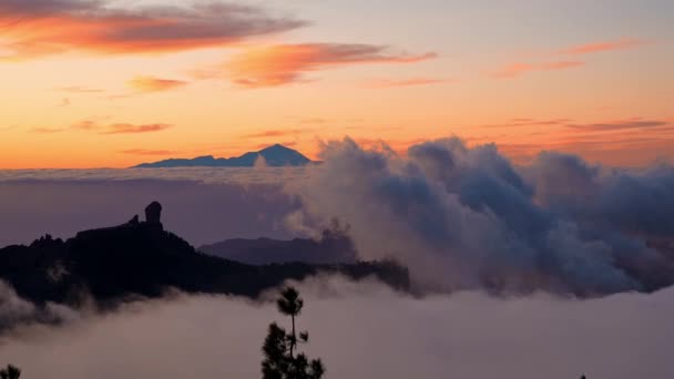 Pôr Sol Mágico Acima Das Nuvens Parque Nacional Vulcão Teide — Vídeo de Stock