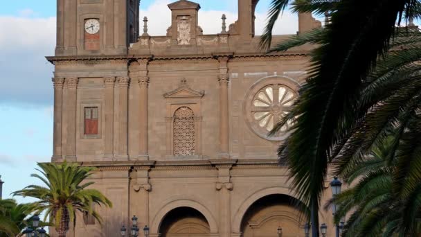 Τοπίο Καθεδρικό Ναό Santa Ana Vegueta Στο Λας Πάλμας Γκραν — Αρχείο Βίντεο