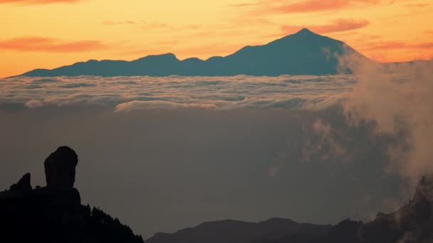 Magical Sunset Clouds Teide Volcano National Park Tenerife Sunset Top — Video Stock