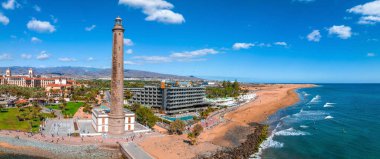 Panoramic aerial view of the Maspalomas Lighthouse, Grand Canary, Spain.