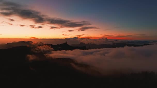 Magiczny Zachód Słońca Nad Chmurami Wulkanem Teide Horyzoncie Zachód Słońca — Wideo stockowe