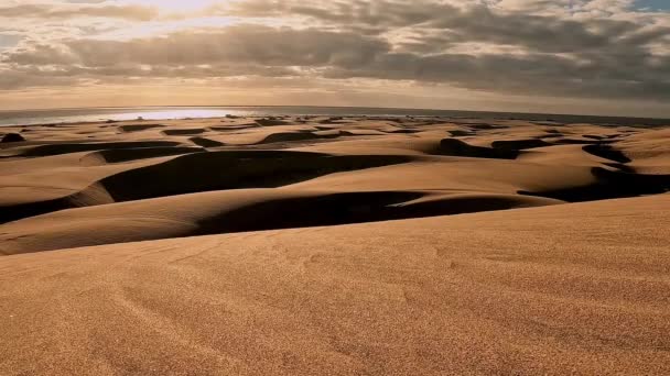 Panoramic Aerial Scene Maspalomas Dunes Playa Del Ingles Maspalomas Gran — Stockvideo