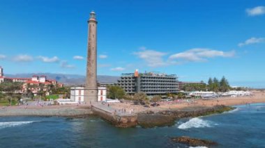 Panoramic aerial view of the Maspalomas Lighthouse, Grand Canary, Spain. 