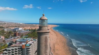 Panoramic aerial view of the Maspalomas Lighthouse, Grand Canary, Spain. 
