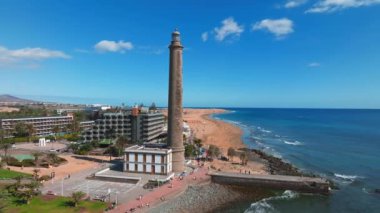 Panoramic aerial view of the Maspalomas Lighthouse, Grand Canary, Spain. 