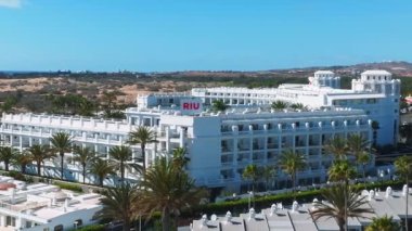 Hotel Riu Palace from above. Luxury grand accommodation with beautiful scenery of the famous desert dunes.