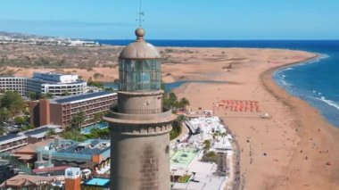 Panoramic aerial view of the Maspalomas Lighthouse, Grand Canary, Spain. 