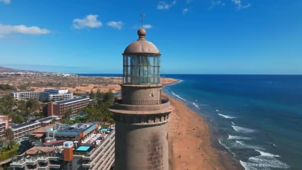 Panoramic Aerial View Maspalomas Lighthouse Grand Canary Spain — Stock videók