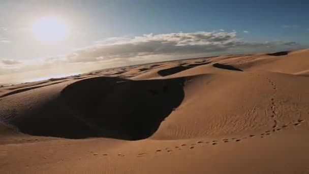 Panoramic Aerial Scene Maspalomas Dunes Playa Del Ingles Maspalomas Gran — Stok video