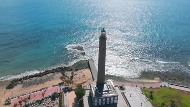 Panoramic Aerial View Maspalomas Lighthouse Grand Canary Spain — Stockvideo