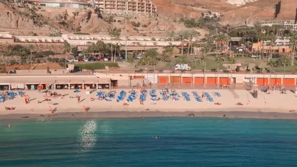 Vista Aérea Praia Dos Amadores Ilha Gran Canaria Espanha Praia — Vídeo de Stock