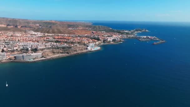 Piękny Widok Lotu Ptaka Wyspę Gran Canaria Magiczne Klify Nad — Wideo stockowe