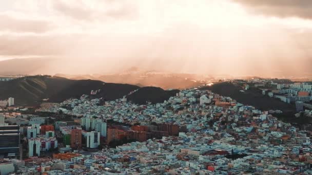 Панорамний Вигляд Лас Пальмас Гран Канарія Лас Кантерас Заході Сонця — стокове відео