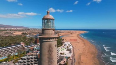 Panoramic aerial view of the Maspalomas Lighthouse, Grand Canary, Spain. 