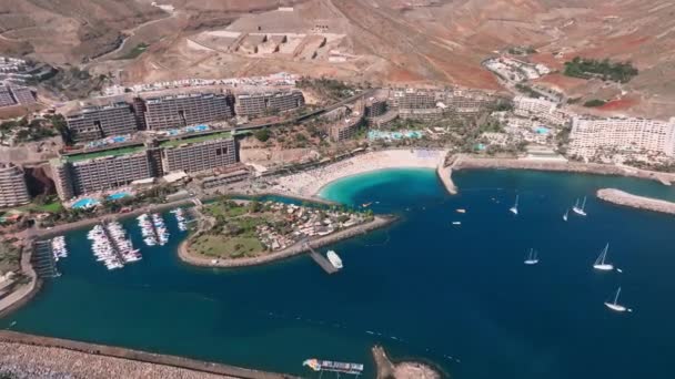 Beautiful Aerial Landscape Anfi Beach Resort Gran Canaria Spain Luxury — Vídeo de Stock