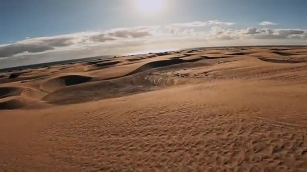 Panoramic Aerial Scene Maspalomas Dunes Playa Del Ingles Maspalomas Gran — Vídeos de Stock