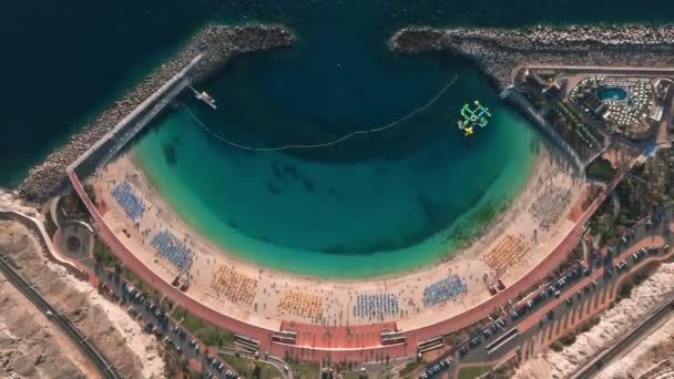 Luftaufnahme Des Strandes Von Amadores Auf Der Insel Gran Canaria — Stockvideo
