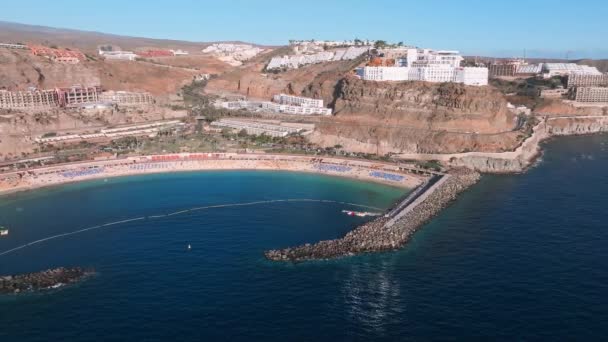 Aerial View Amadores Beach Gran Canaria Island Spain Most Beautiful — Vídeos de Stock