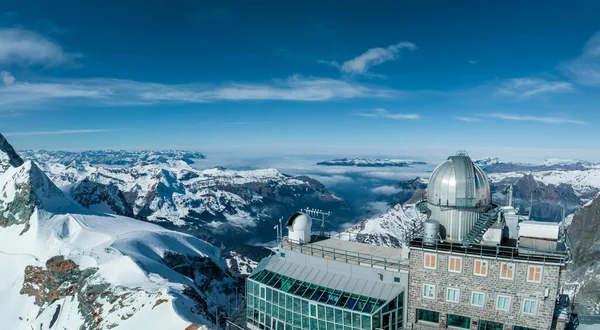 Aerial Panorama Utsikt Över Sphinx Observatory Jungfraujoch Top Europe Högsta — Stockfoto