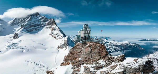 Légi Panoráma Kilátás Szfinx Obszervatórium Jungfraujoch Top Europe Egyik Legmagasabb — Stock Fotó