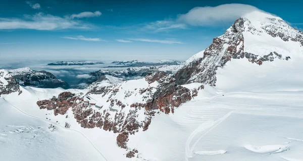 Vista Panoramica Aerea Dell Osservatorio Sfinge Jungfraujoch Top Europe Uno — Foto Stock