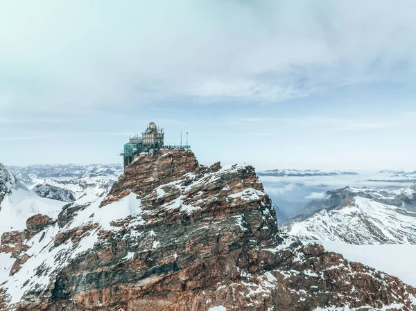 Vista Panorâmica Aérea Observatório Sphinx Jungfraujoch Topo Europa Dos Mais — Fotografia de Stock