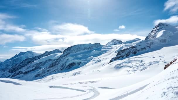 Vista Aérea Grande Glaciar Aletsch Maior Glaciar Dos Alpes Património — Vídeo de Stock