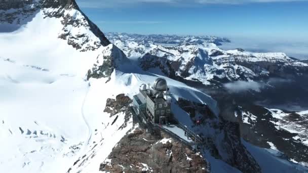 Vista Panorámica Aérea Del Observatorio Esfinge Jungfraujoch Top Europe Uno — Vídeo de stock