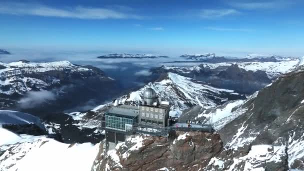 Vue Panoramique Aérienne Observatoire Sphinx Sur Jungfraujoch Haut Europe Des — Video