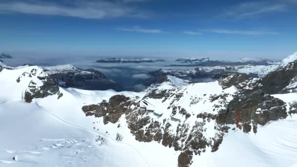 Vista Panorámica Aérea Del Observatorio Esfinge Jungfraujoch Top Europe Uno — Vídeos de Stock