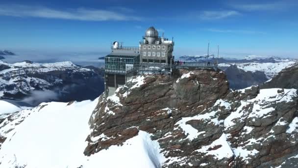 Vista Panorâmica Aérea Observatório Sphinx Jungfraujoch Topo Europa Dos Mais — Vídeo de Stock