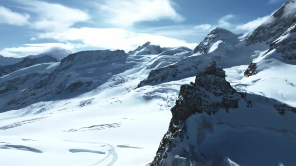 Jungfraujoch Taki Sphinx Gözlemevi Nin Hava Manzarası Dünyanın Yüksek Gözlemevlerinden — Stok video