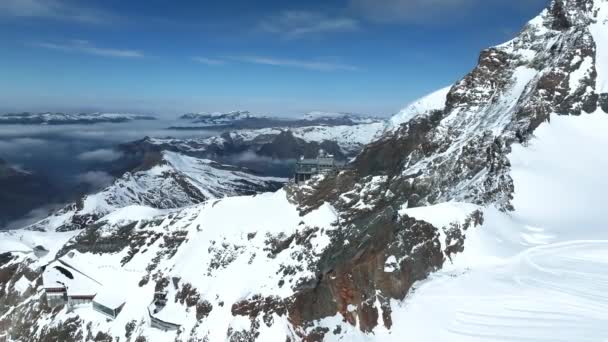 Vista Panorámica Aérea Del Observatorio Esfinge Jungfraujoch Top Europe Uno — Vídeo de stock