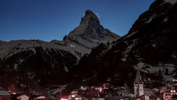 Bella Time Lapse Della Montagna Del Cervino Svizzera Alpi Vista — Video Stock