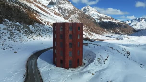 Julier Theater Tower Passo Julier Inverno Cantão Graubuenden Suíça — Vídeo de Stock