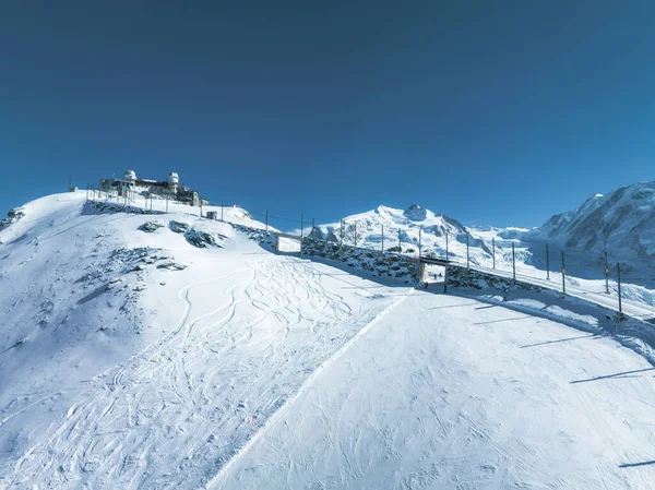 Hermosa Estación Esquí Zermatt Con Vista Pico Matterhorn Horizonte Hermosos — Foto de Stock