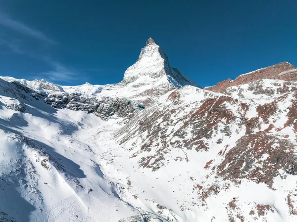 Krásné Lyžařské Středisko Zermatt Výhledem Vrchol Matterhorn Obzoru Krásné Švýcarské — Stock fotografie