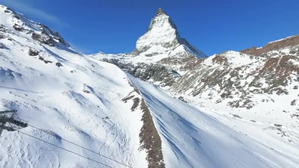 Schönes Skigebiet Zermatt Mit Blick Auf Das Matterhorn Horizont Schöne — Stockvideo