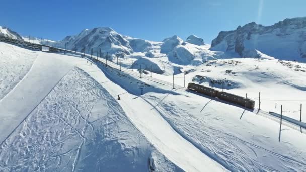 Zermatt Suisse Train Gonergratbahn Allant Gare Gornergrat Observatoire Dans Célèbre — Video