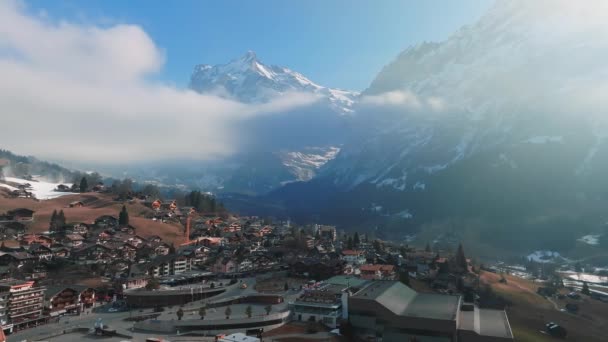 Légi Panoráma Grindelwald Svájc Falu Kilátás Közelében Svájci Alpokban Hegyek — Stock videók